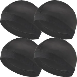 Headshion 4 Pack Wave Cap for Men 360 Waves, Silky Stocking Cap Compression Over Durag