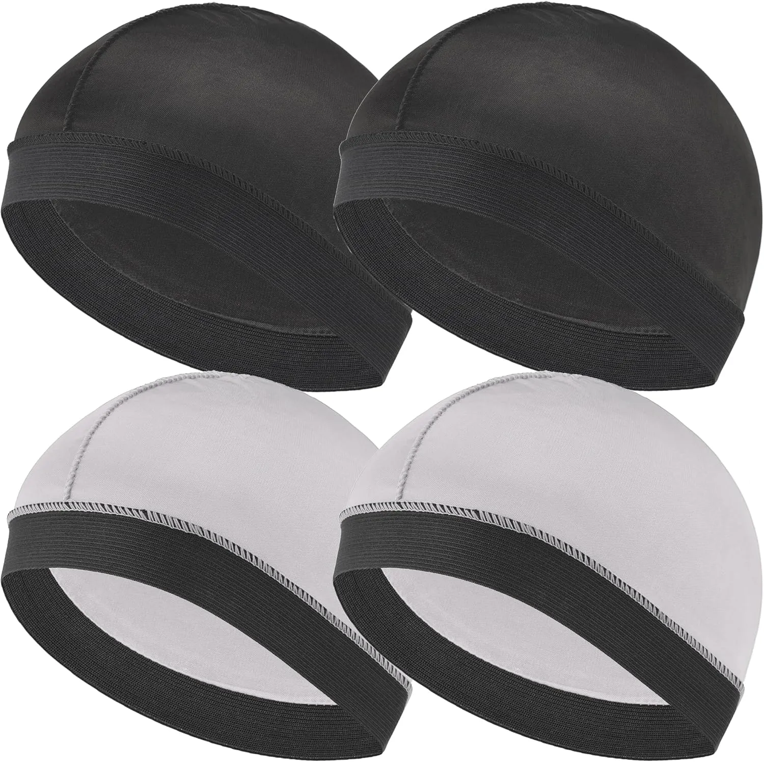 Headshion 4 Pack Wave Cap for Men 360 Waves, Silky Stocking Cap Compression Over Durag
