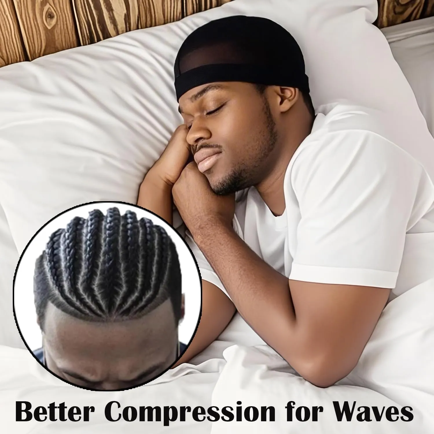 Headshion 4 Pack Wave Cap for Men 360 Waves, Silky Stocking Cap Compression Over Durag