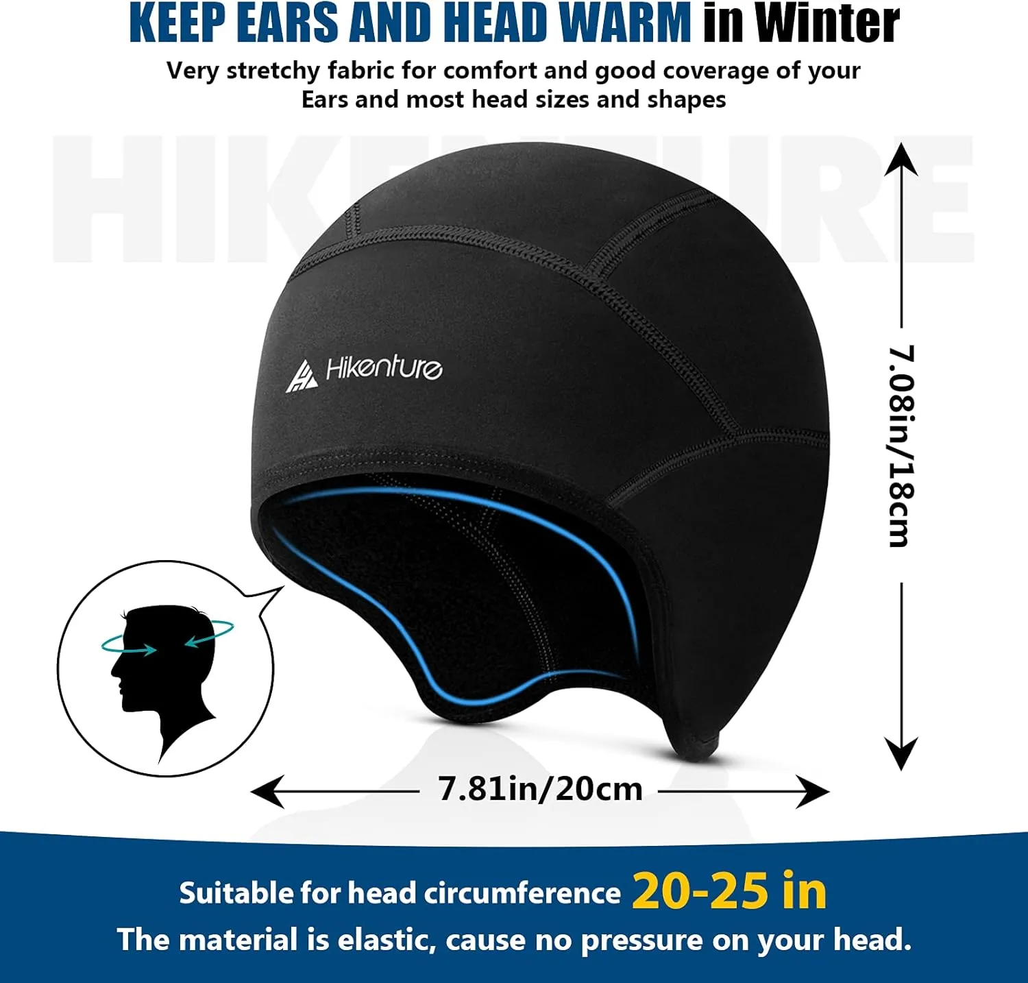 Hikenture Winter Skull Cap Helmet Liner for Men Women Thermal Hat