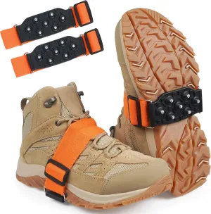 Ice Cleats Mid-Sole Snow Traction Cleats for Shoes and Boots Non-Slip Crampon with 7 Tungsten Studs Adjustable Straps for Secure Grip Winter Walking on Snow Ice Jogging Hiking