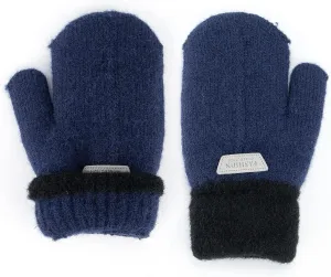 INOGIH Kids Double Layer Warm Knit Mittens Girls Boys Winter Outdoor Gloves for 3-7 Years
