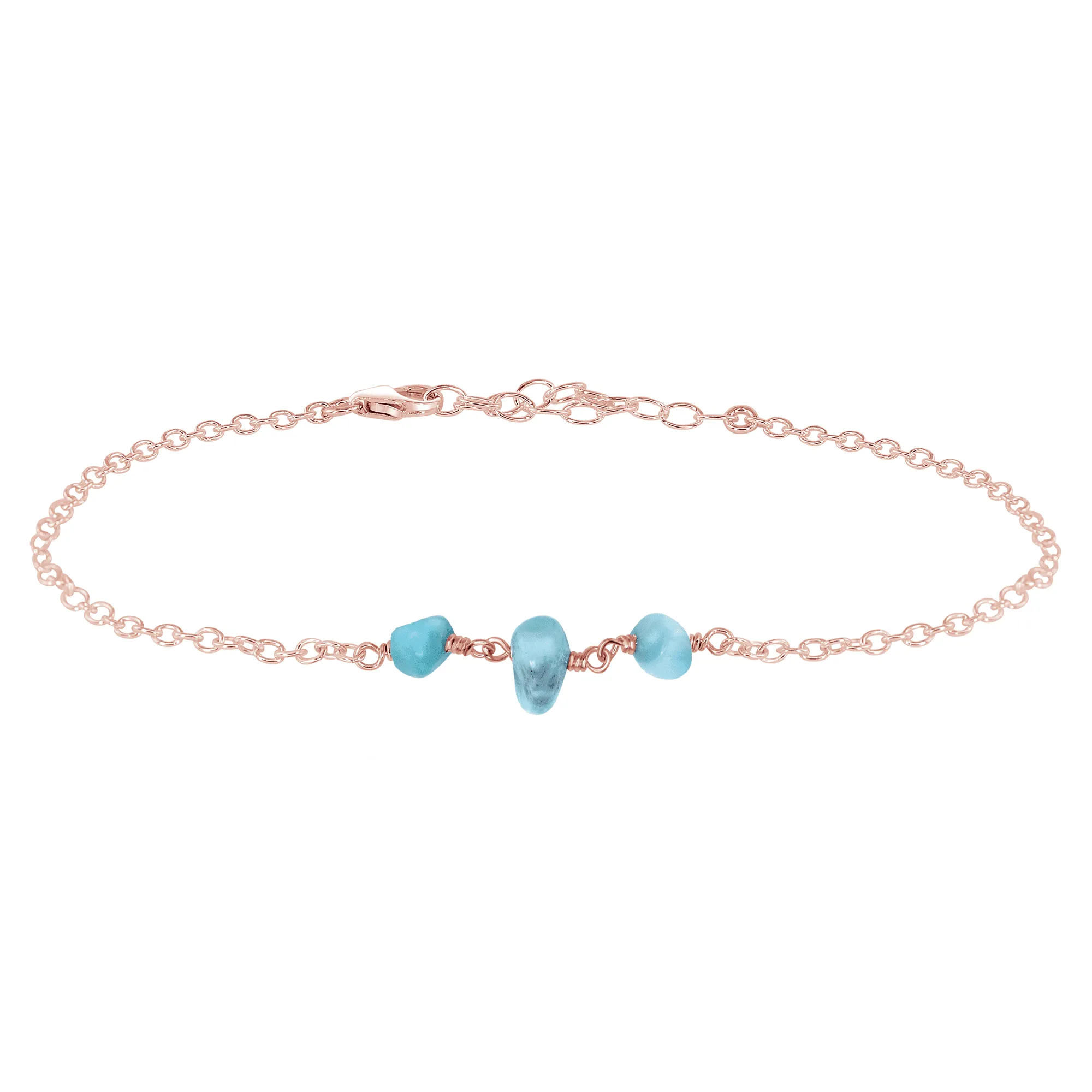 Larimar Beaded Chain Anklet