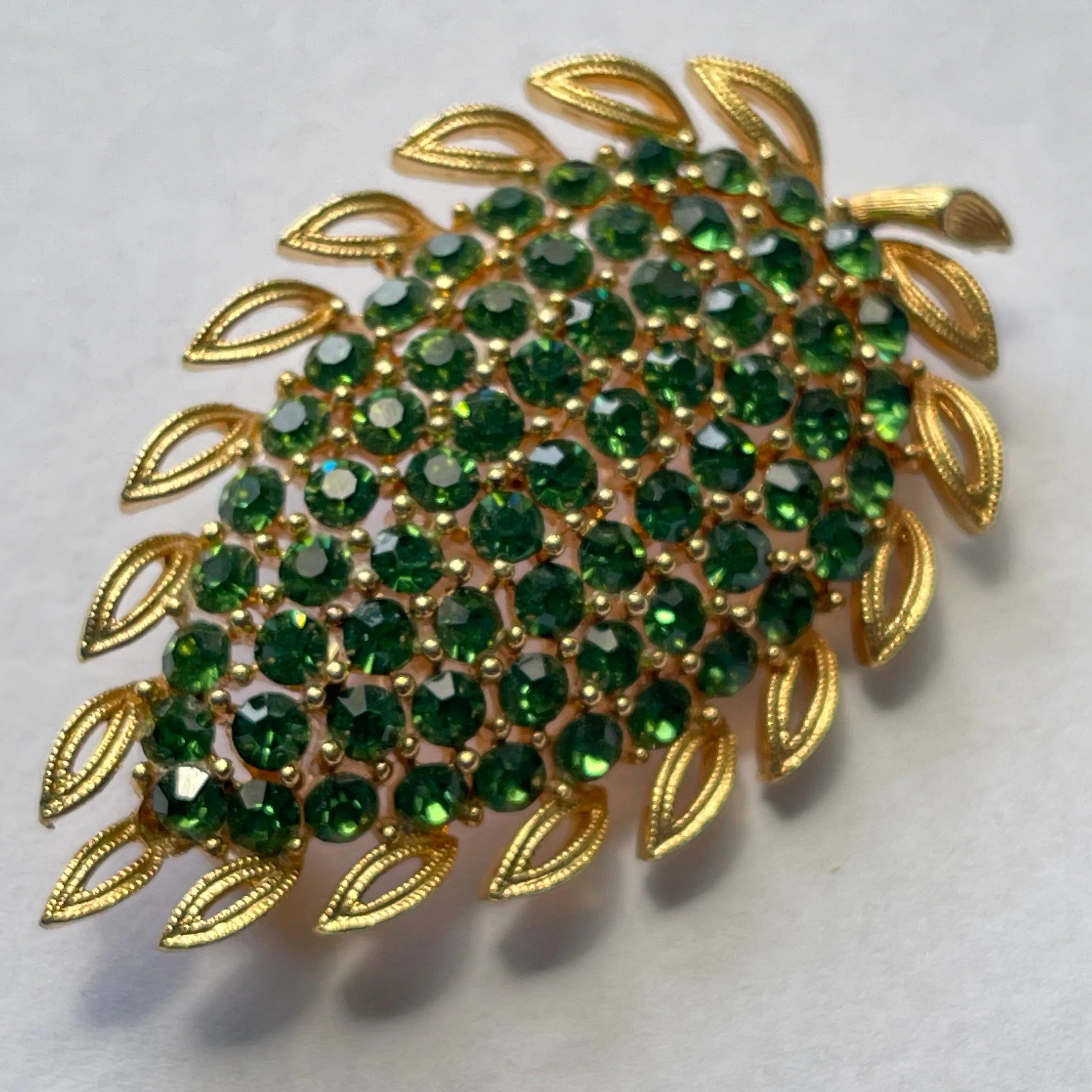 Lisner Vintage Rhinestone Leaf Brooch