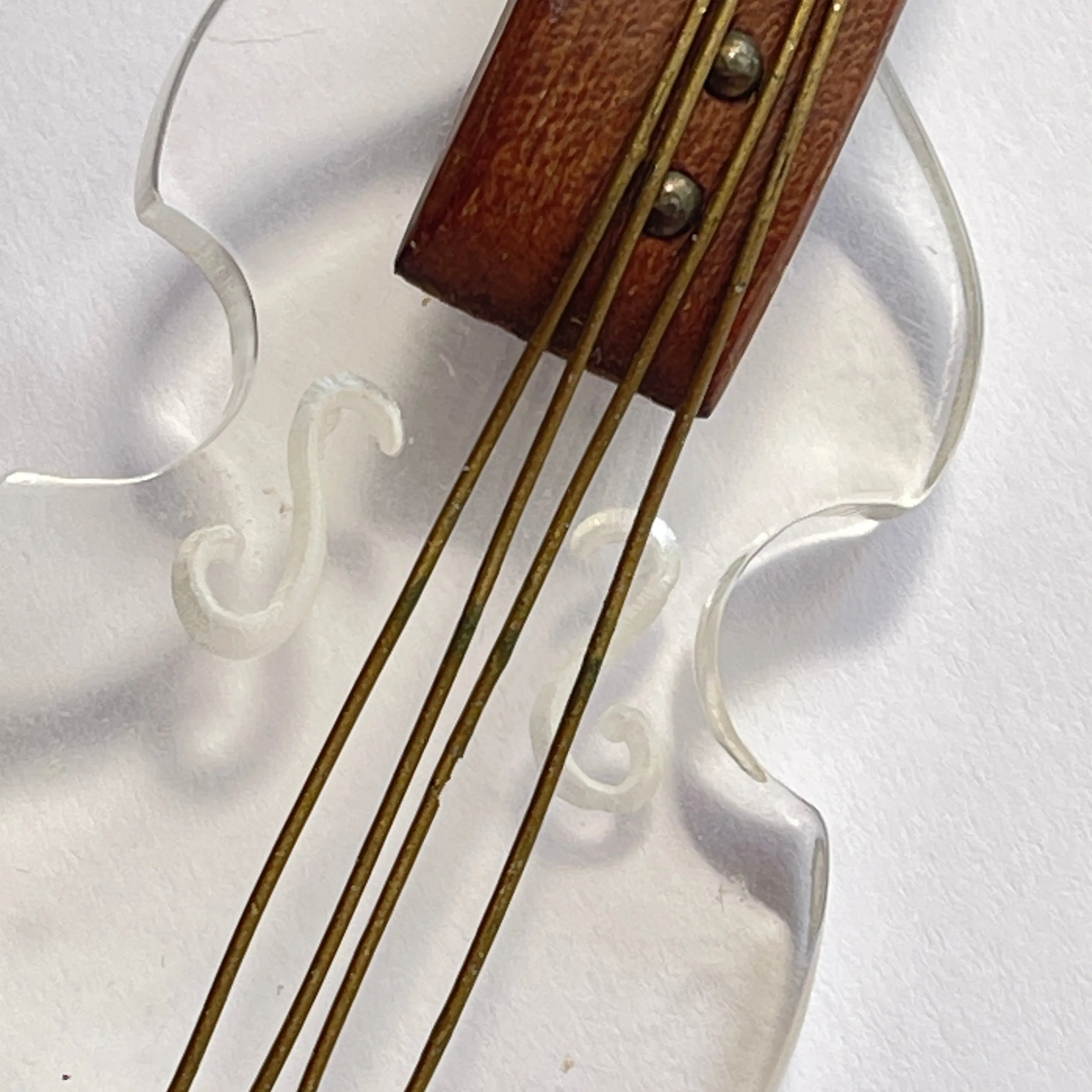 Mid Century Lucite Vintage Violin/Cello Brooch