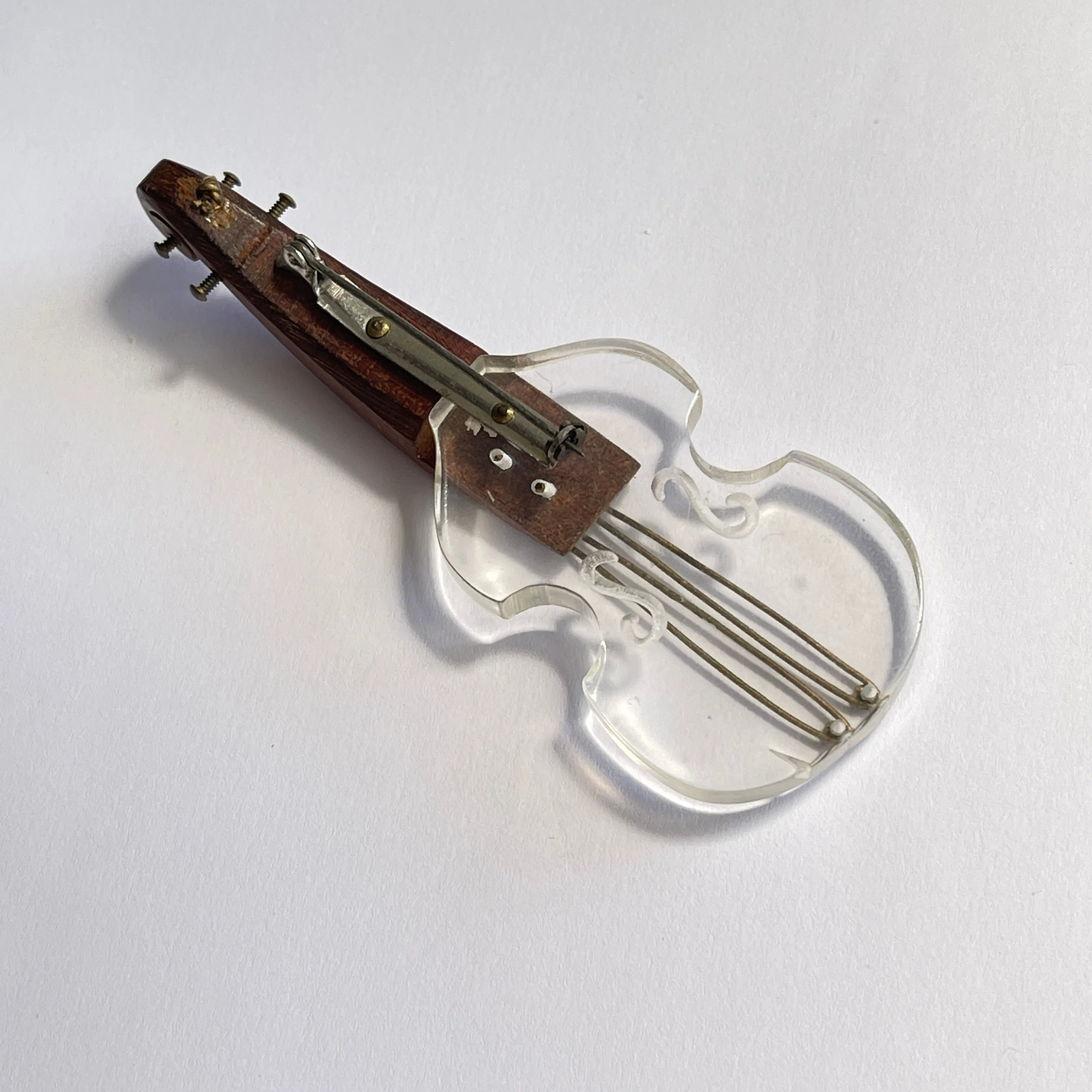 Mid Century Lucite Vintage Violin/Cello Brooch