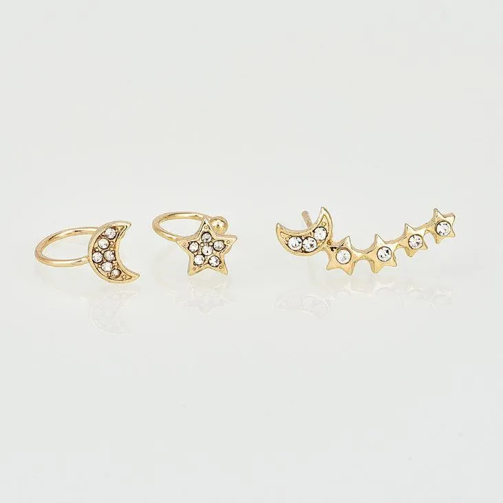 Moon & Star Earring and Cuff Set