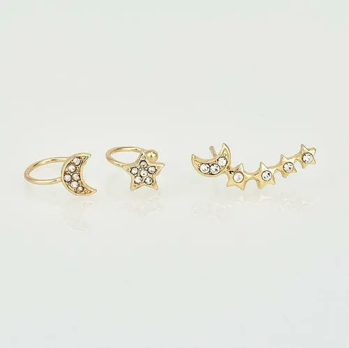 Moon & Star Earring and Cuff Set