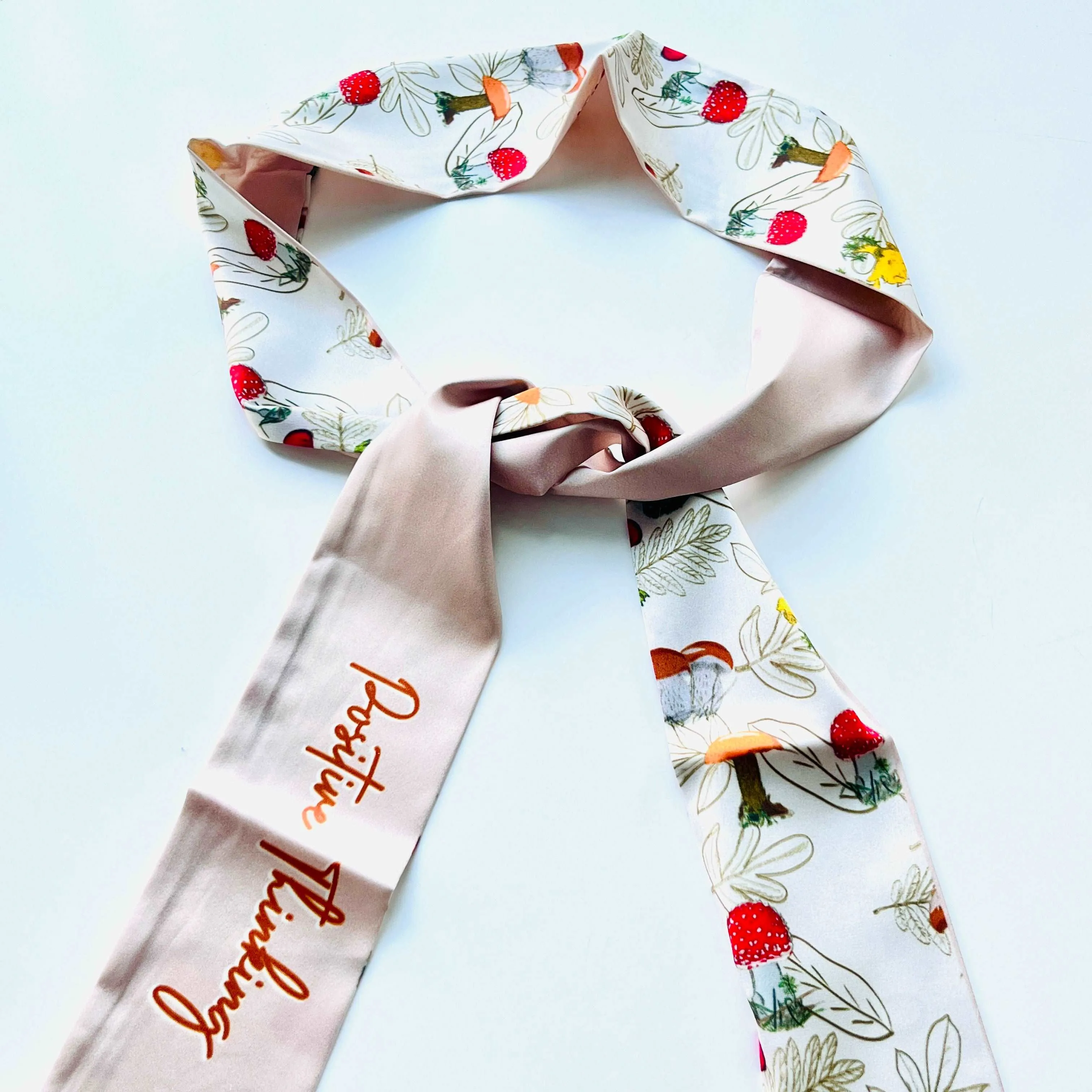 Mushroom Printed Skinny Scarf