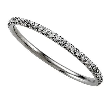 Narrow Round Diamond Micro-Prong Eternity Wedding Band Platinum Ring 1/4 Carat