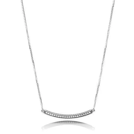 PANDORA logo reversible silver collier with clear cubic zirconia