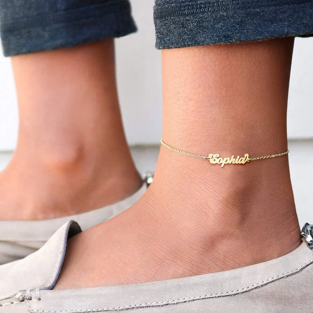 PicturesOnGold.com Exclusive Personalized Anklet - Custom Name Available in Silver & Gold