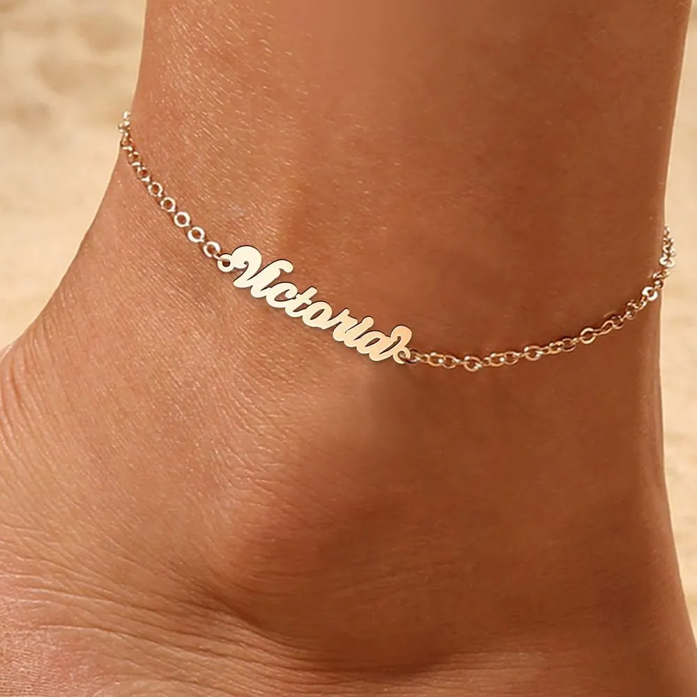 PicturesOnGold.com Exclusive Personalized Anklet - Custom Name Available in Silver & Gold