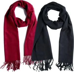 Plum Feathers Winter Scarf Shawl with Cashmere Feel - Rich Solid Colors Winter Scarves and Wraps 72" x 12"