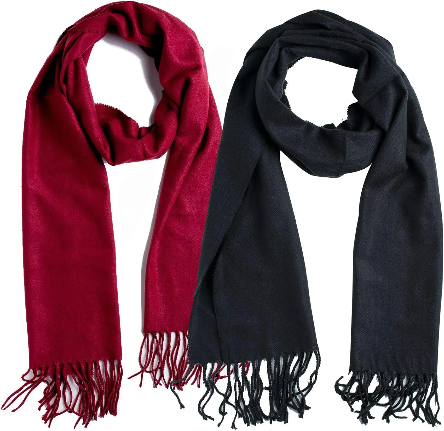 Plum Feathers Winter Scarf Shawl with Cashmere Feel - Rich Solid Colors Winter Scarves and Wraps 72" x 12"