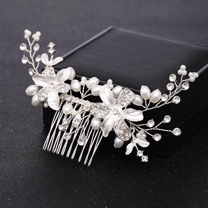 "Andrea" - Silver Pearl and Crystal Bridal Hair Comb