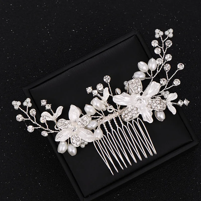 "Andrea" - Silver Pearl and Crystal Bridal Hair Comb