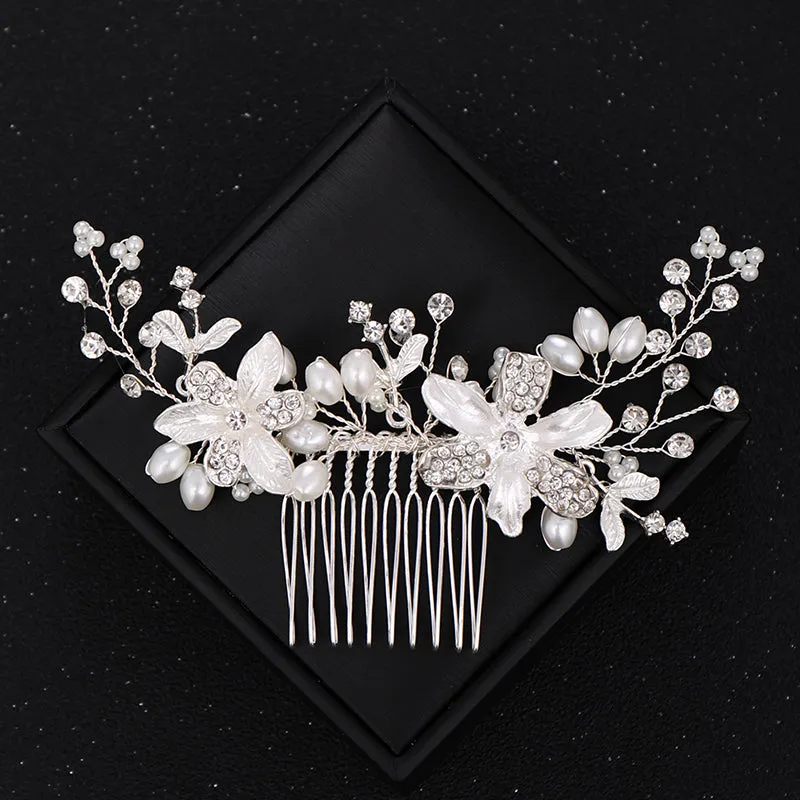 "Andrea" - Silver Pearl and Crystal Bridal Hair Comb