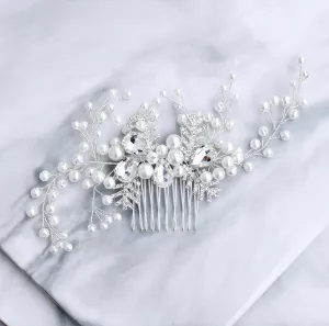 "Astrid" - Winter Pearl and Crystal Bridal Hair Comb
