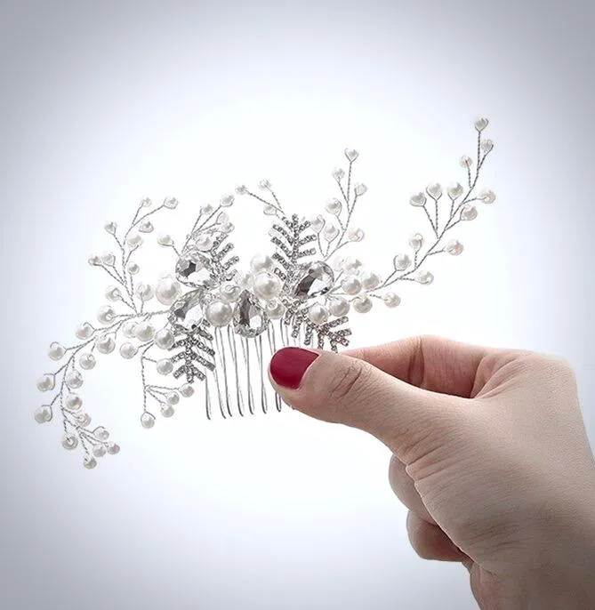 "Astrid" - Winter Pearl and Crystal Bridal Hair Comb