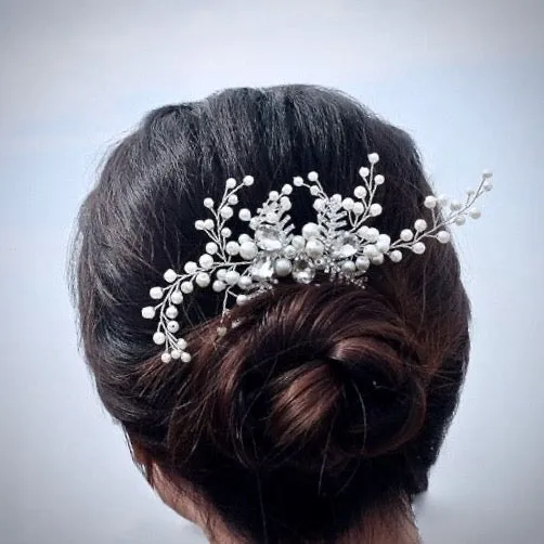 "Astrid" - Winter Pearl and Crystal Bridal Hair Comb
