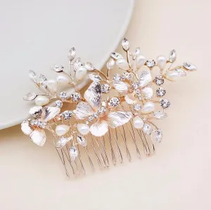 "Bindi" - Rose Gold Butterfly Bridal Hair Comb
