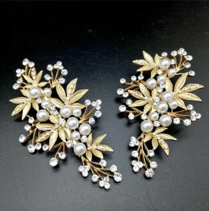"Briony" - Gold Pearl and Crystal Bridal Hair Clip