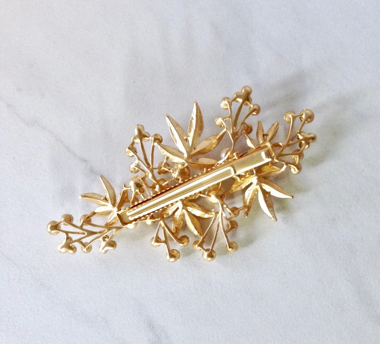 "Briony" - Gold Pearl and Crystal Bridal Hair Clip