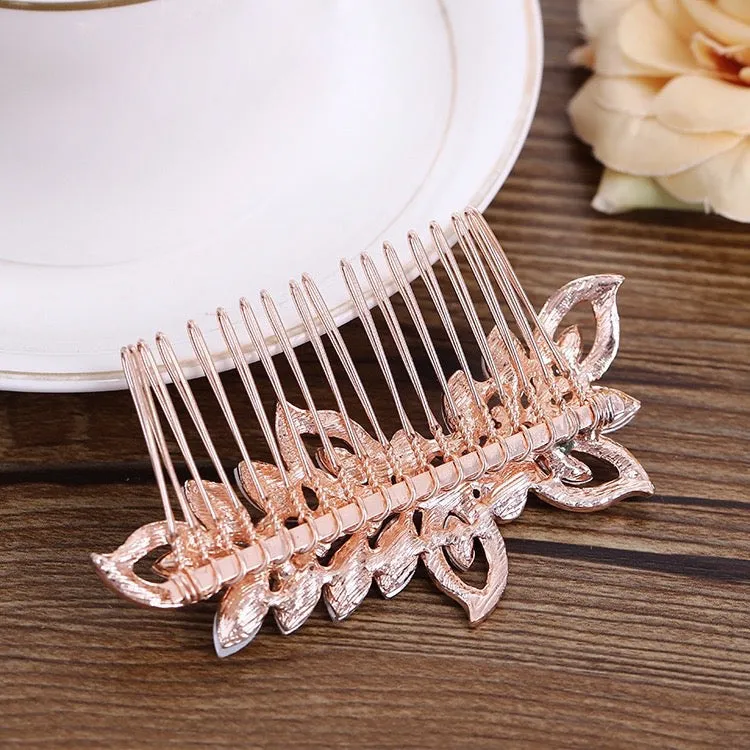 "Cleo" - Pearl and Crystal Bridal Hair Comb - Available in Rose Gold and Silver
