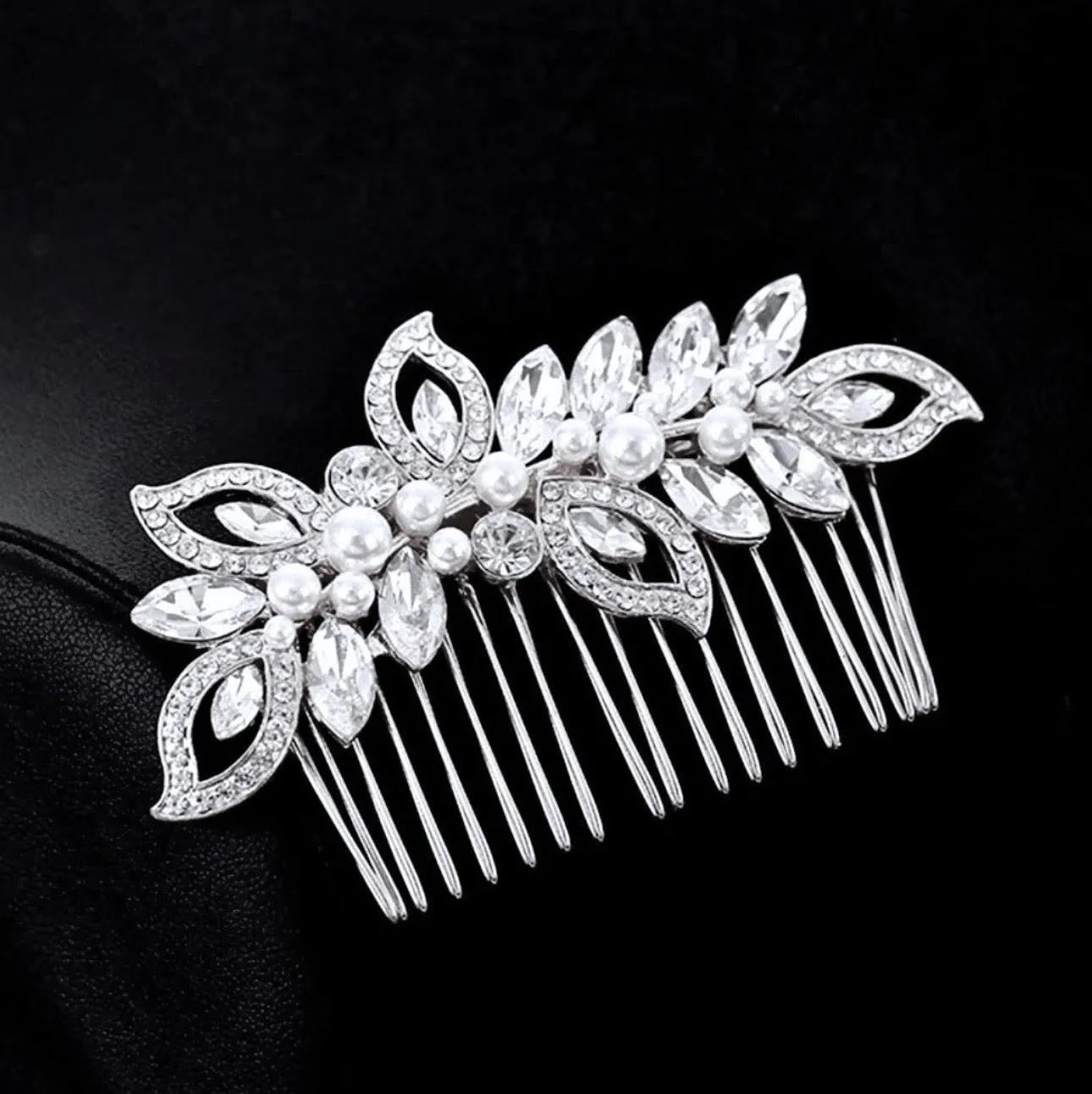 "Cleo" - Pearl and Crystal Bridal Hair Comb - Available in Rose Gold and Silver