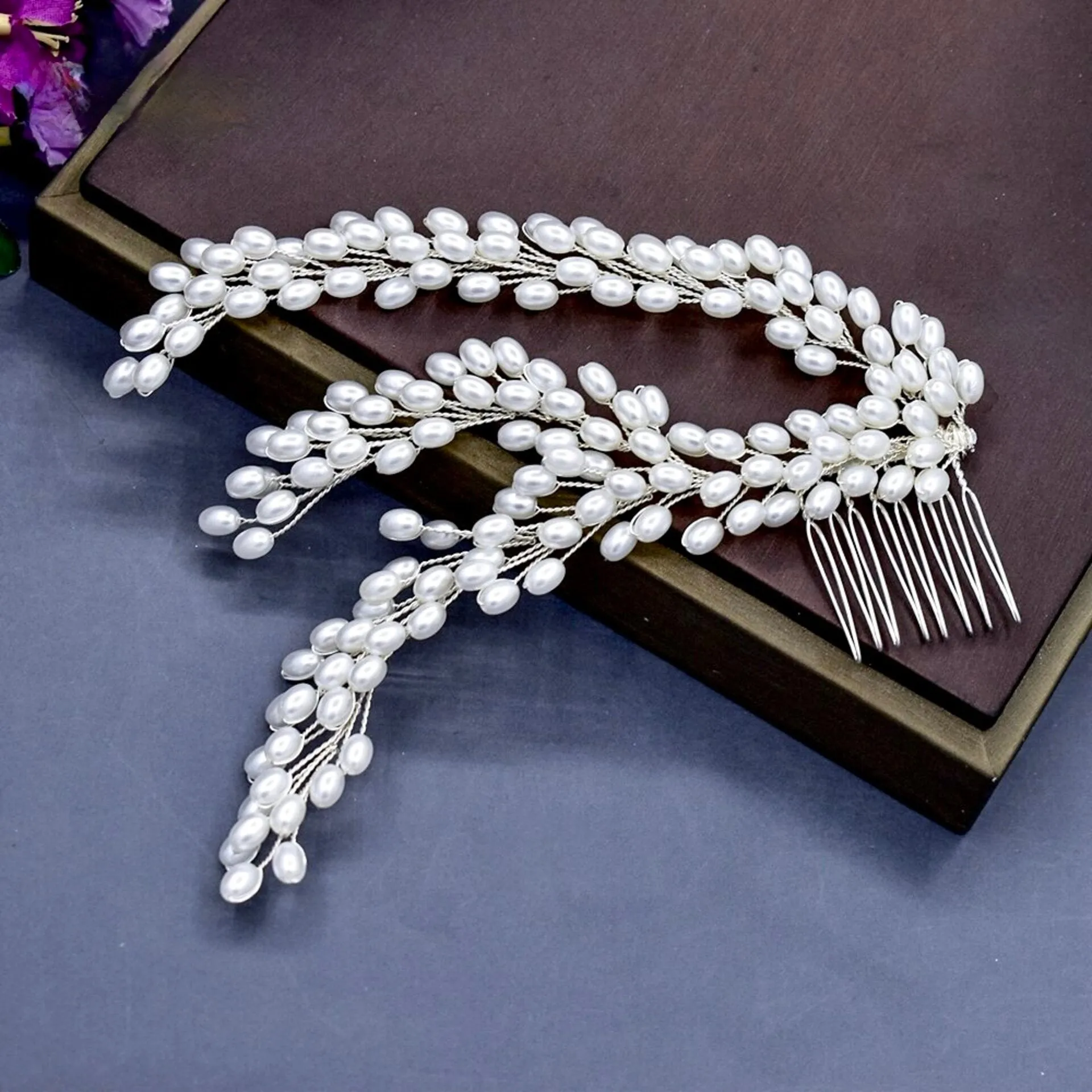 "Loretta" - Pearl Bridal Hair Comb / Vine