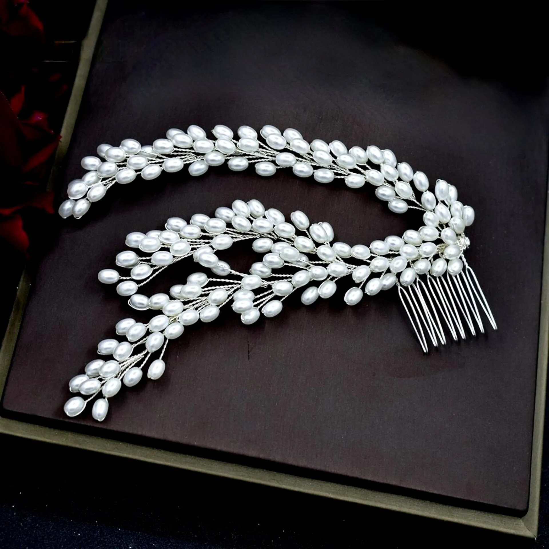 "Loretta" - Pearl Bridal Hair Comb / Vine