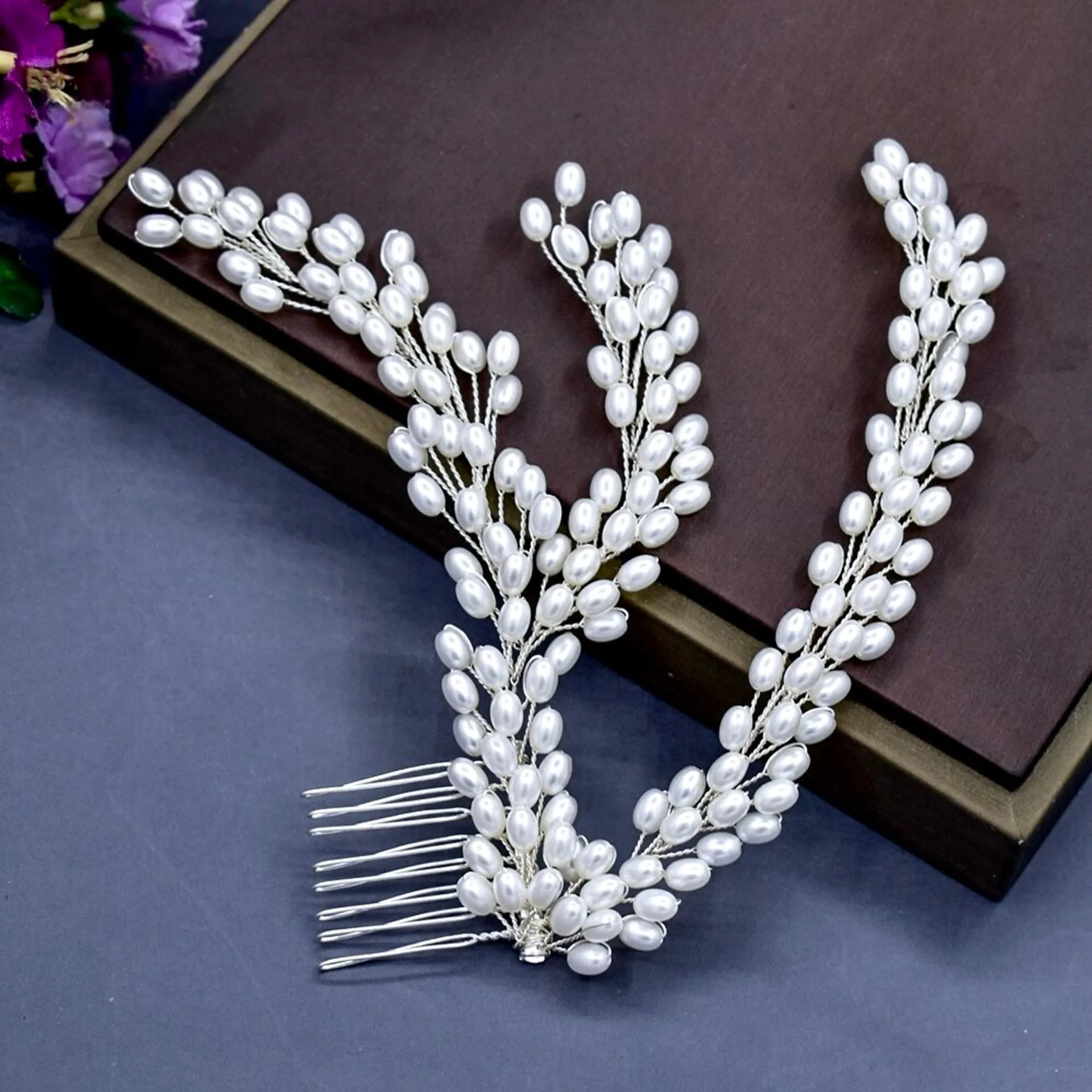 "Loretta" - Pearl Bridal Hair Comb / Vine