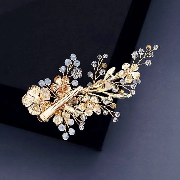 "Magnolia" - Pearl and Opal Gold Bridal Hair Clip/Vine