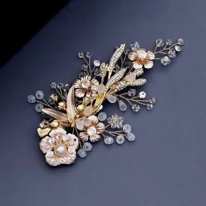 "Magnolia" - Pearl and Opal Gold Bridal Hair Clip/Vine