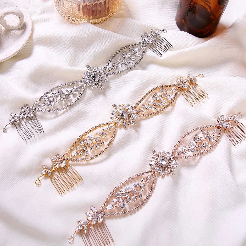 "Raelyn" - Crystal Bridal Headband / Hair Vine - Available in Silver, Rose Gold and Yellow Gold