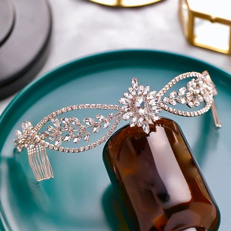 "Raelyn" - Crystal Bridal Headband / Hair Vine - Available in Silver, Rose Gold and Yellow Gold