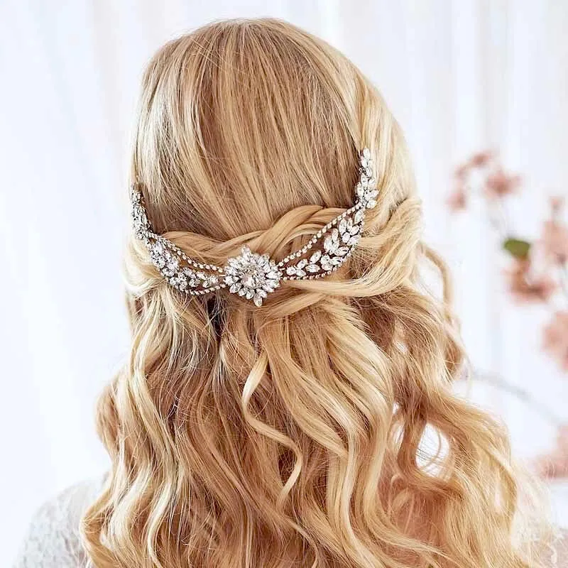 "Raelyn" - Crystal Bridal Headband / Hair Vine - Available in Silver, Rose Gold and Yellow Gold
