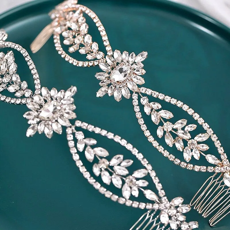 "Raelyn" - Crystal Bridal Headband / Hair Vine - Available in Silver, Rose Gold and Yellow Gold