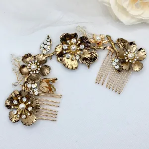 "Vanna" - Vintage Gold Bridal Hair Comb / Vine