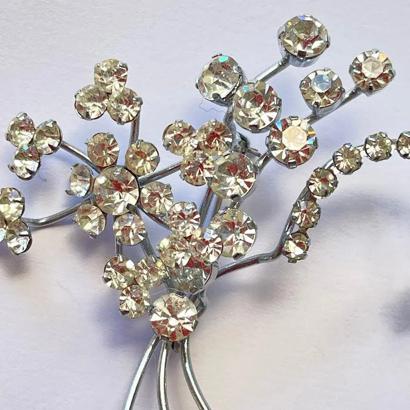 Rhinestone Mid Century Vintage Brooch