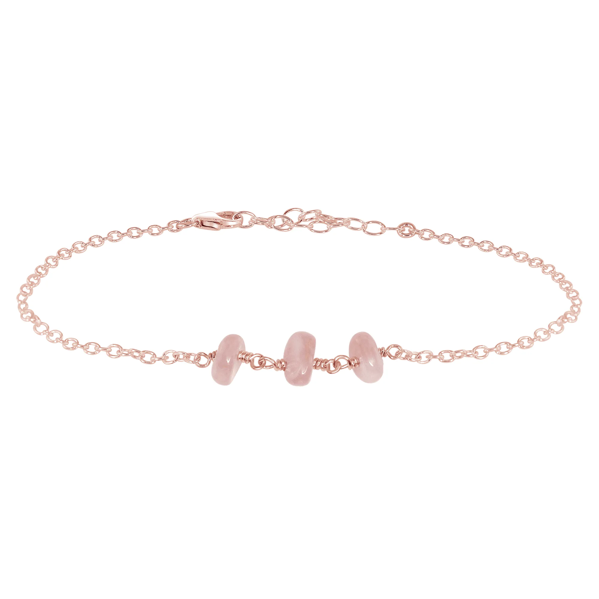 Rose Quartz Beaded Chain Anklet