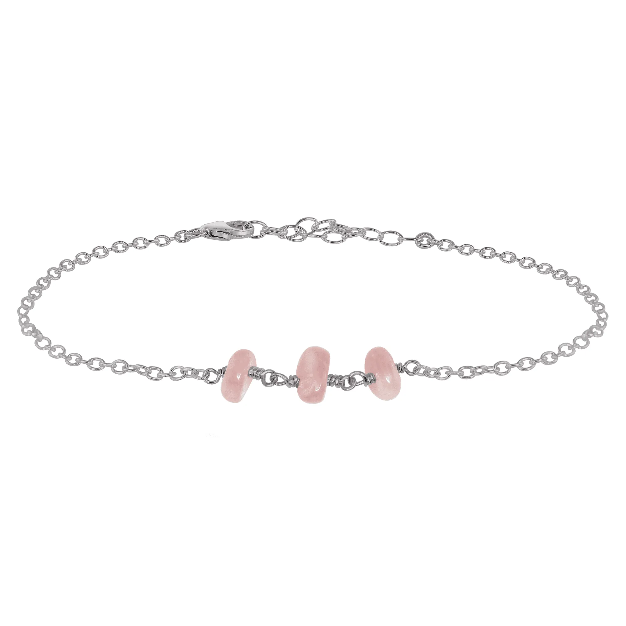 Rose Quartz Beaded Chain Anklet
