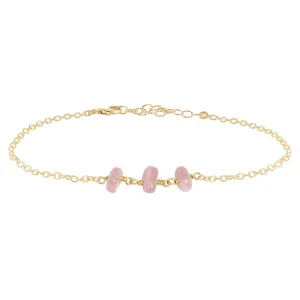 Rose Quartz Beaded Chain Anklet