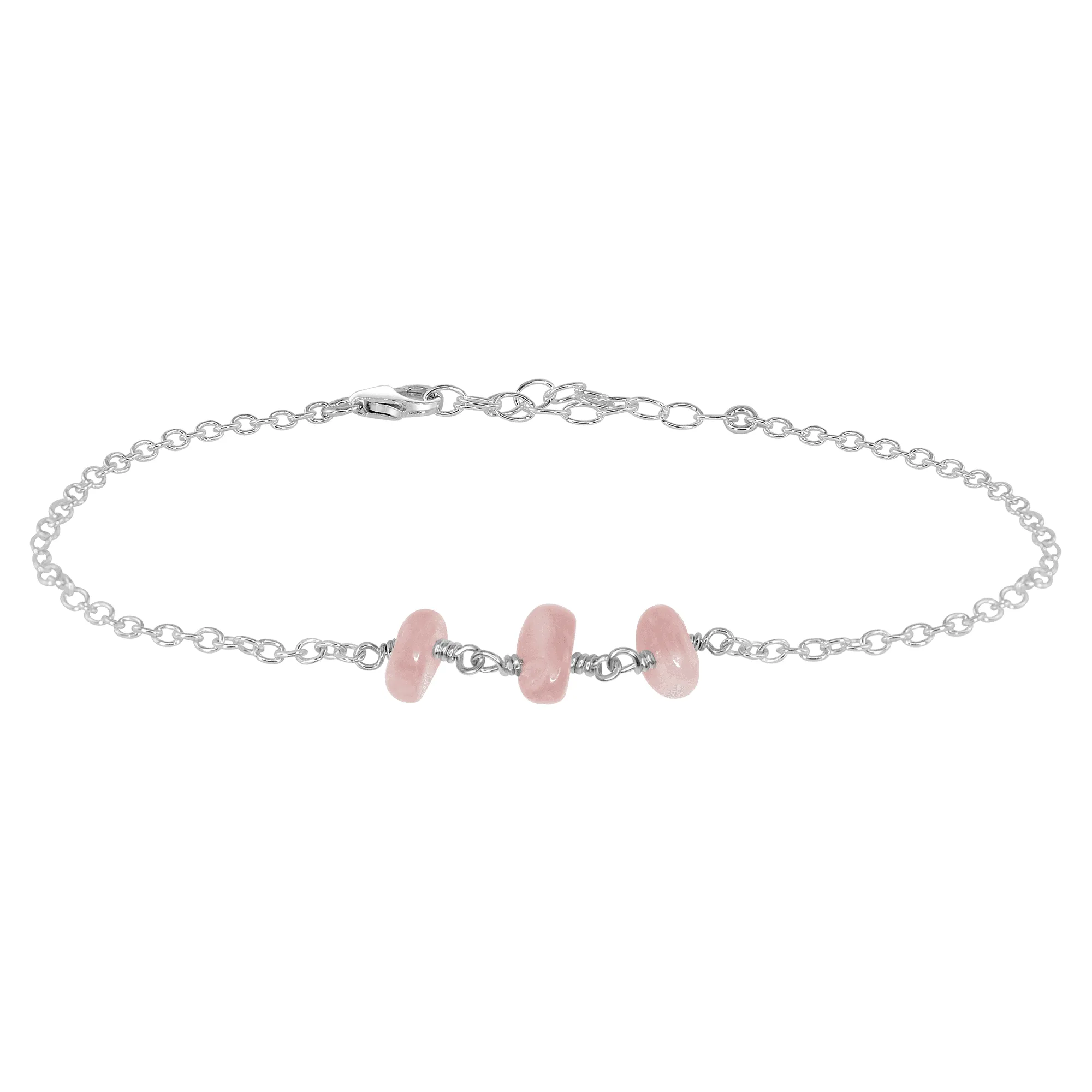 Rose Quartz Beaded Chain Anklet