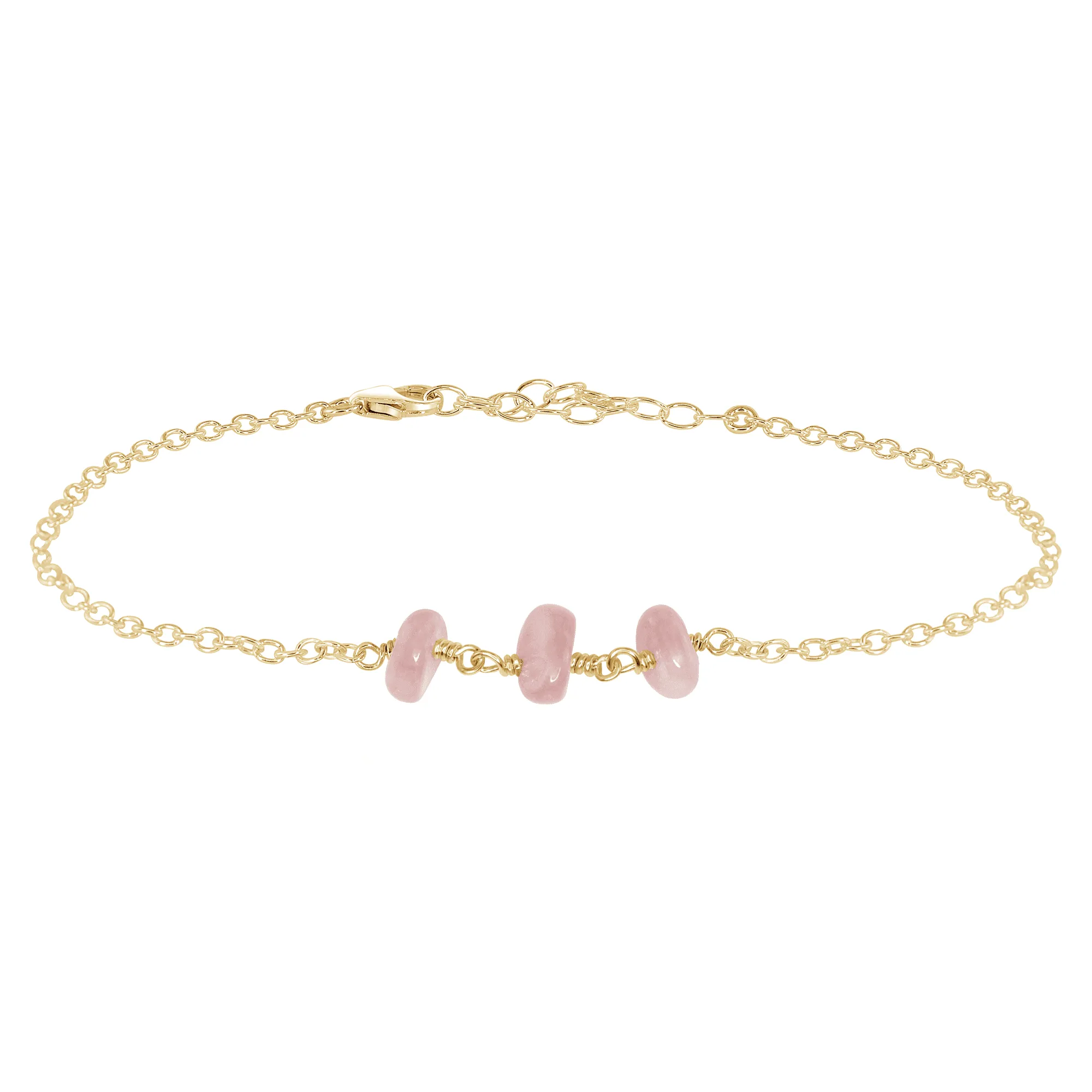 Rose Quartz Beaded Chain Anklet