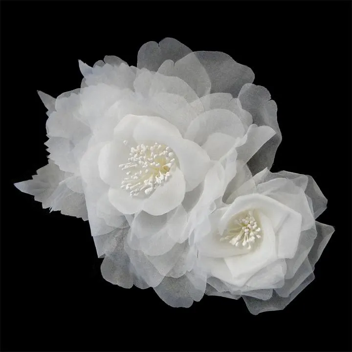 Silky Organza Bridal Flower Headpiece Hair Comb