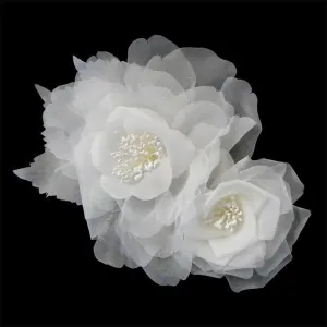 Silky Organza Bridal Flower Headpiece Hair Comb