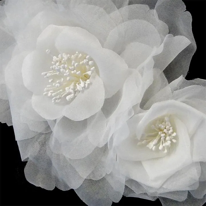 Silky Organza Bridal Flower Headpiece Hair Comb