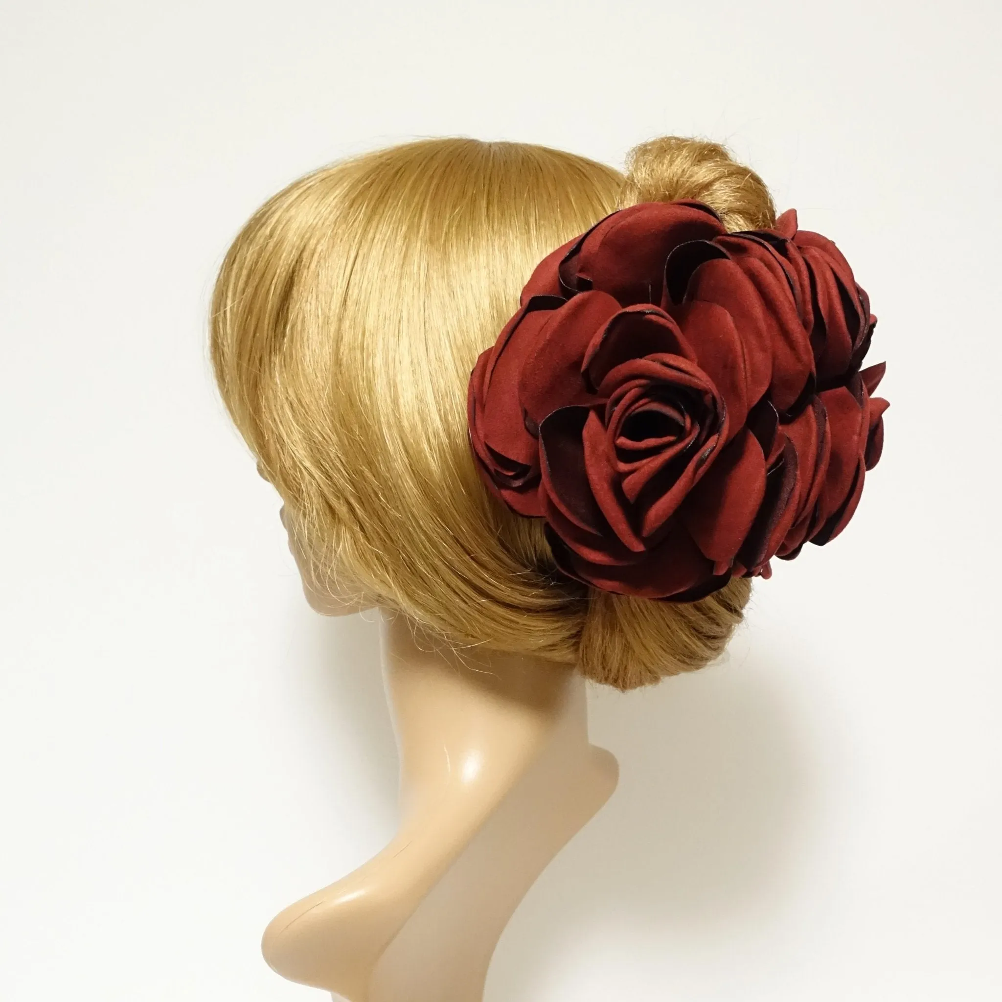 suede fabric very big flower stiff petal hair claw clip women hair clamp